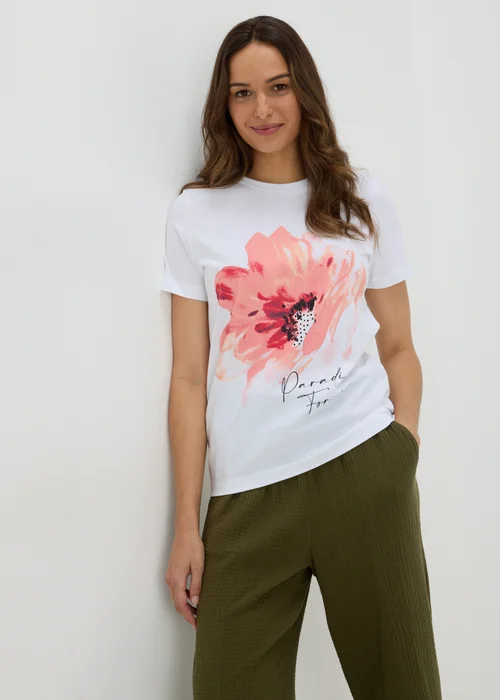 White Flower Graphic T-Shirt - 8 Image 3