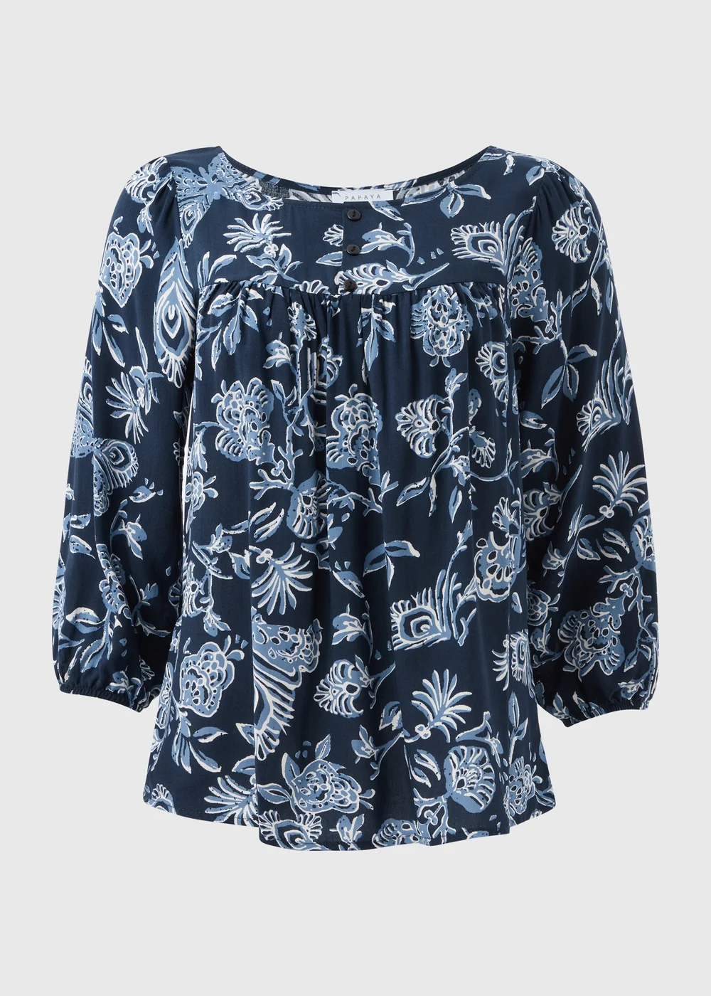 Blue Paisley Button Detail Blouse - Size 8 Image 5