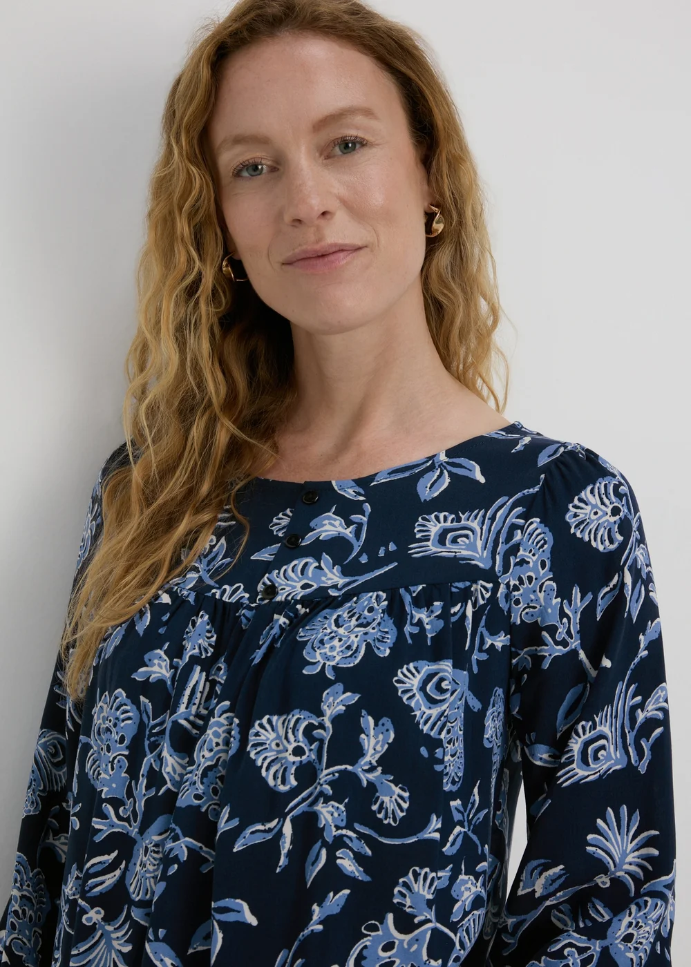 Blue Paisley Button Detail Blouse - Size 8 Image 3