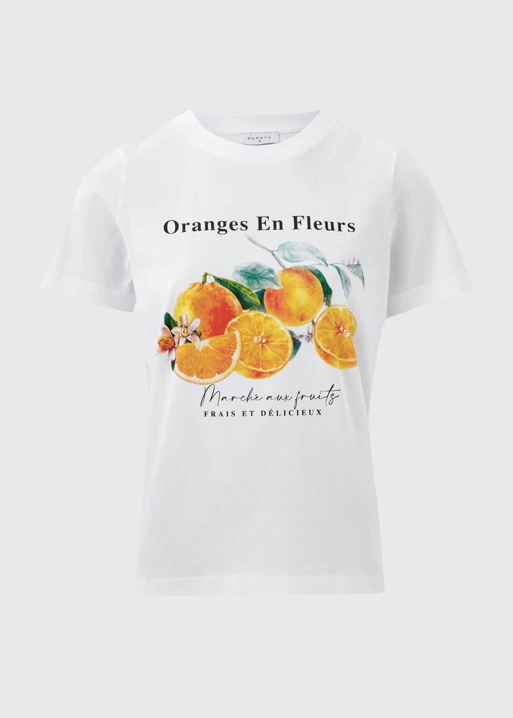 White Orange Print T-Shirt - 8 Image 5