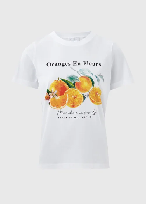 White Orange Print T-Shirt - 8 Image 5