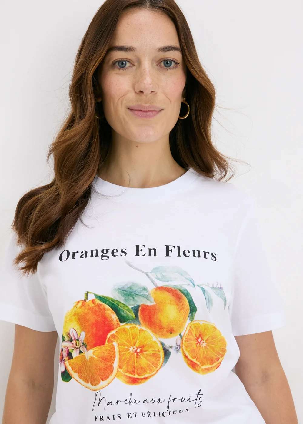 White Orange Print T-Shirt - 8 Image 3