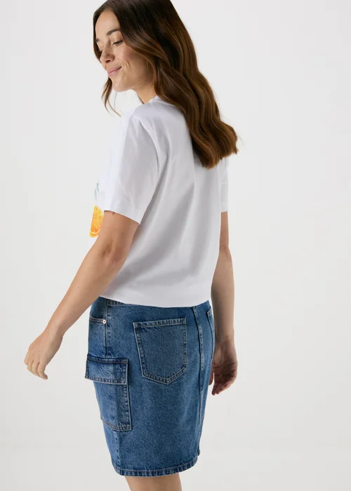 White Orange Print T-Shirt - 8 Image 2