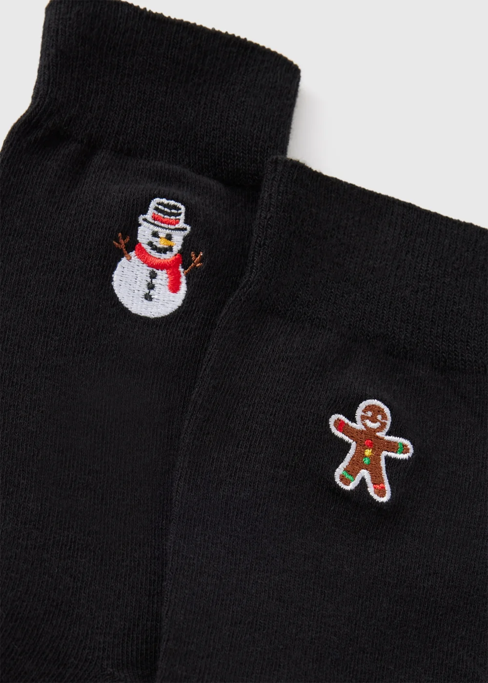 2 Pack Black Christmas Embroidery Socks - 6-8.5 Image 2