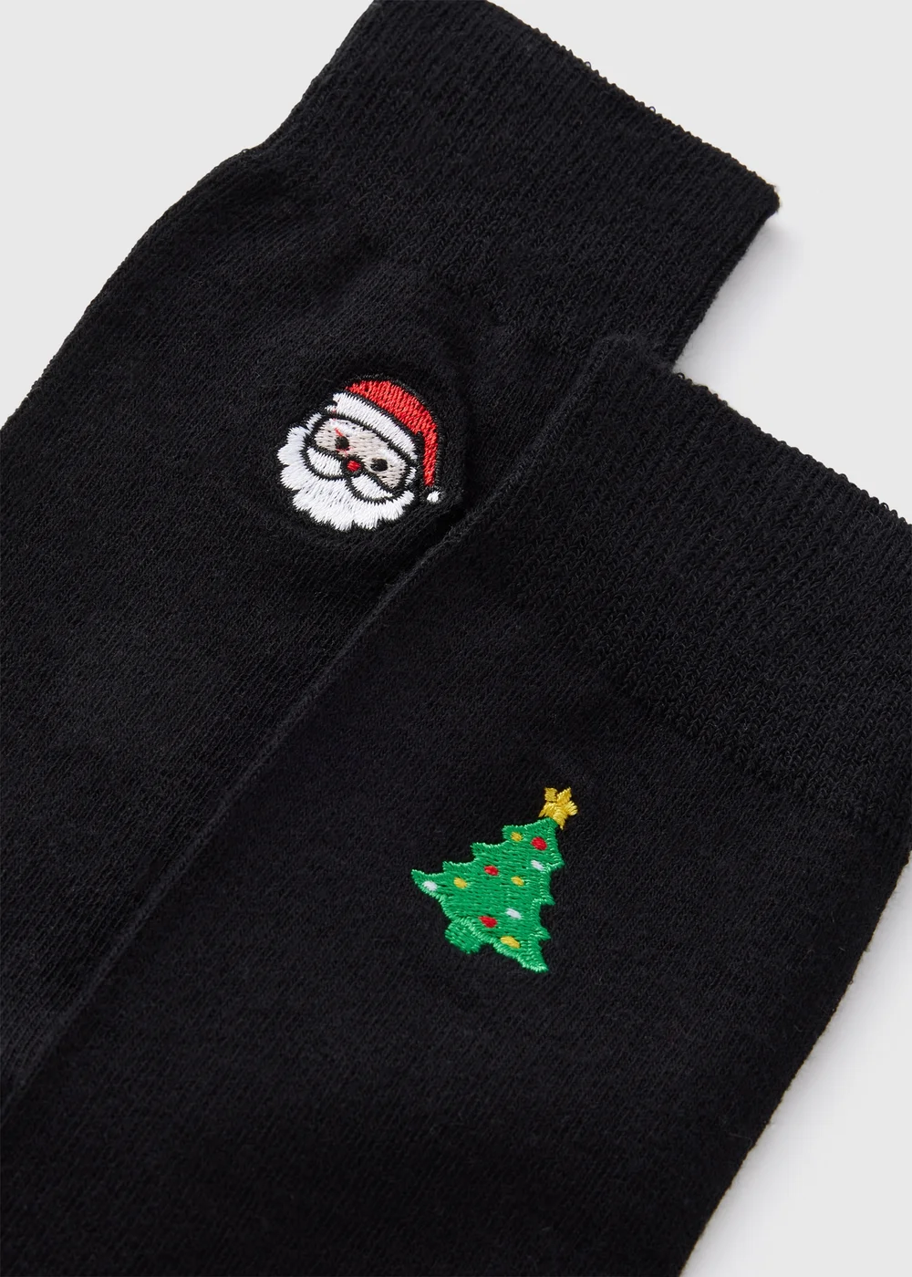 2 Pack Black Christmas Embroidered Socks - Sizes 6 - 8.5 Image 2