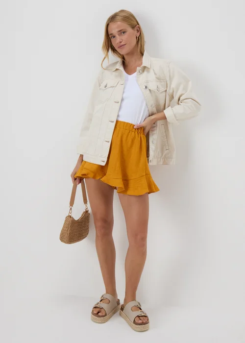 Yellow Frill Hem Shorts - 8 Image 4
