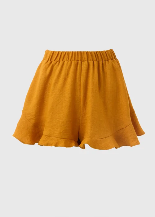 Yellow Frill Hem Shorts - 8 Image 5