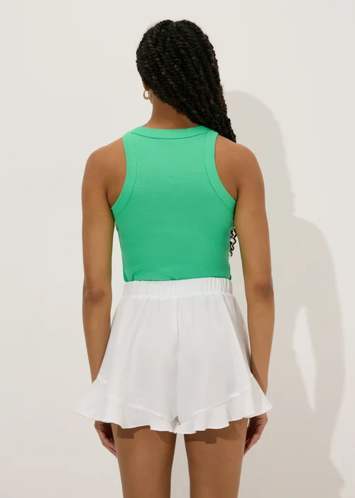 White Frill Hem Shorts - 8 Image 2
