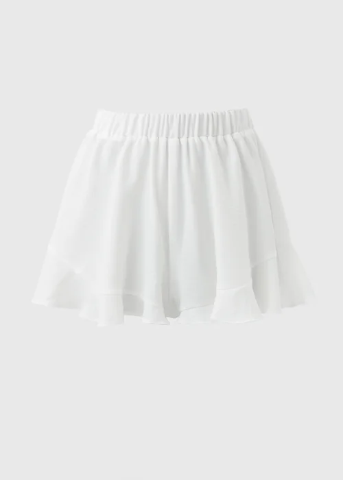 White Frill Hem Shorts - 8 Image 5