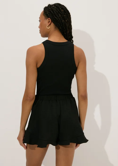 Black Frill Hem Shorts - 8 Image 2