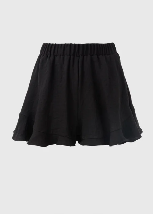 Black Frill Hem Shorts - 8 Image 5