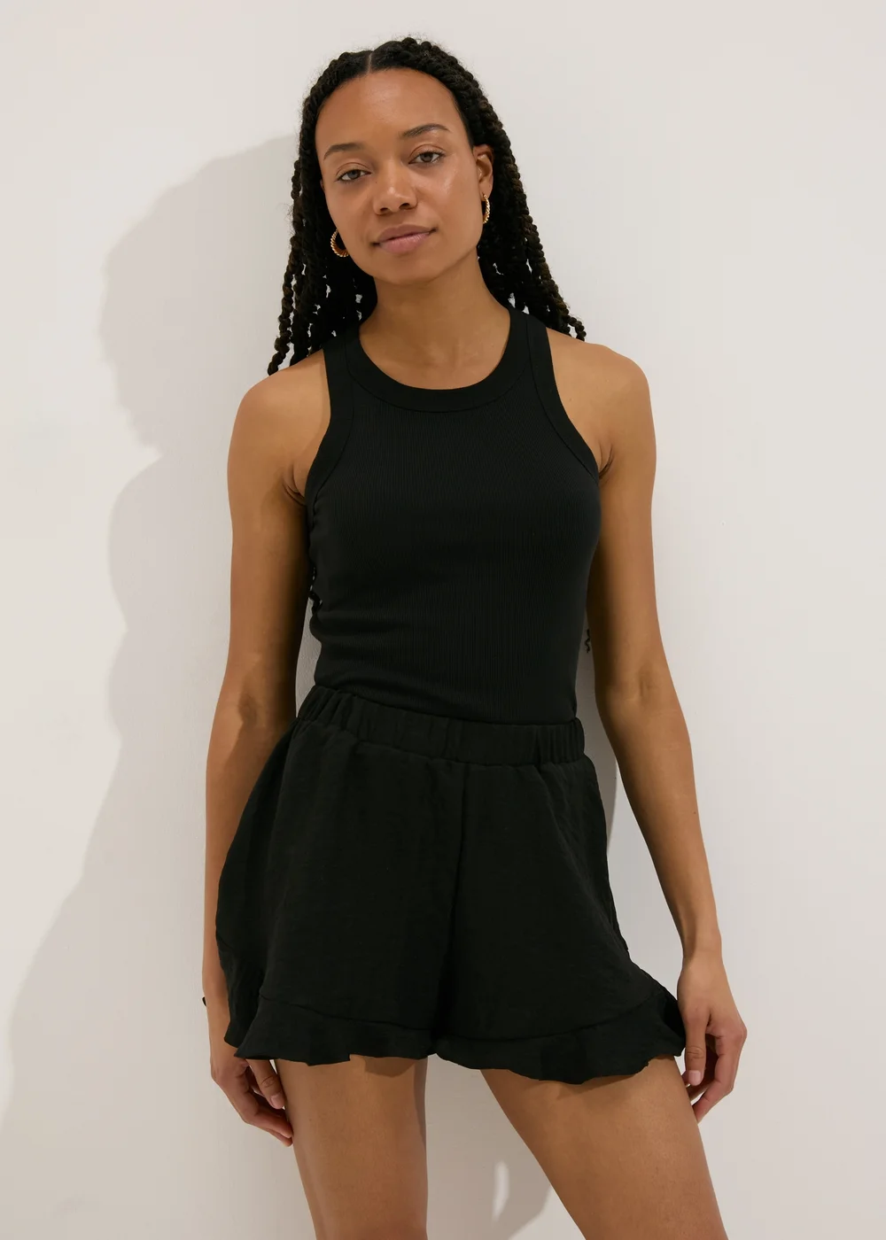 Black Frill Hem Shorts - 8 Image 1