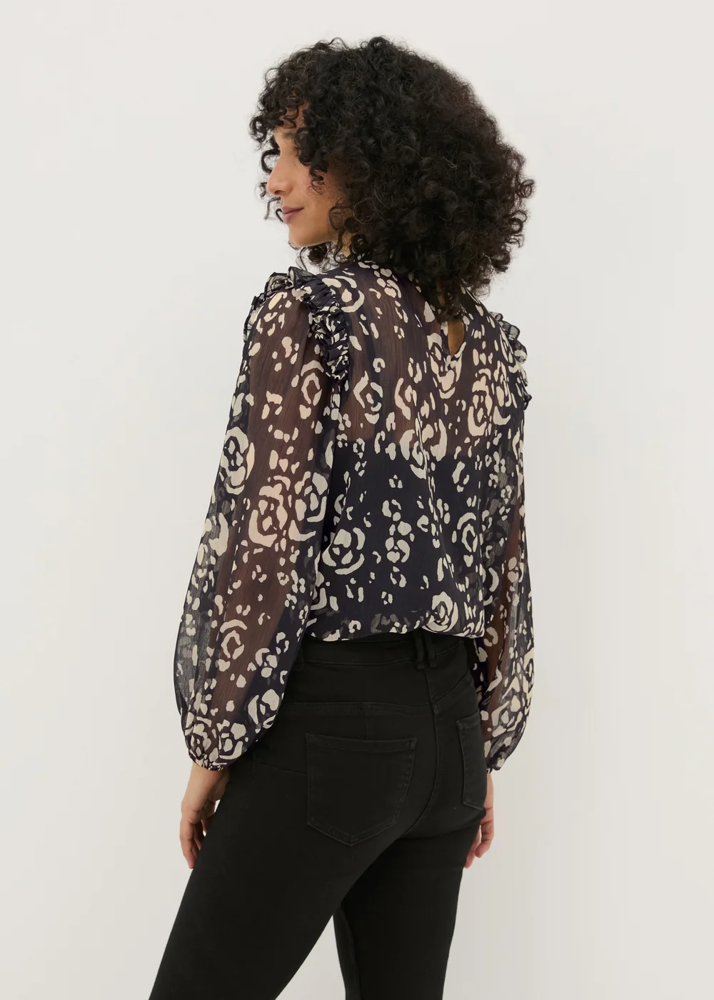 Black High Neck Floral Blouse - 8 Image 2
