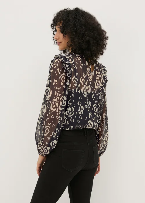 Black High Neck Floral Blouse - 8 Image 2