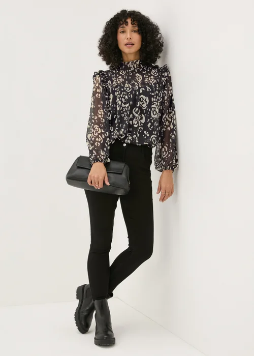 Black High Neck Floral Blouse - 8 Image 1