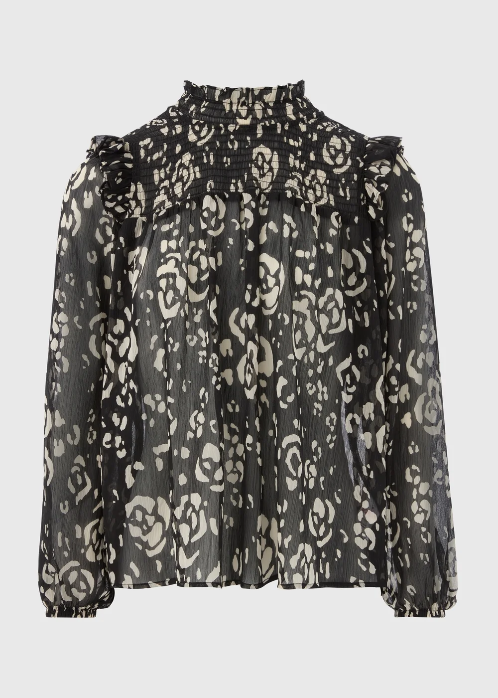 Black High Neck Floral Blouse - 8 Image 4