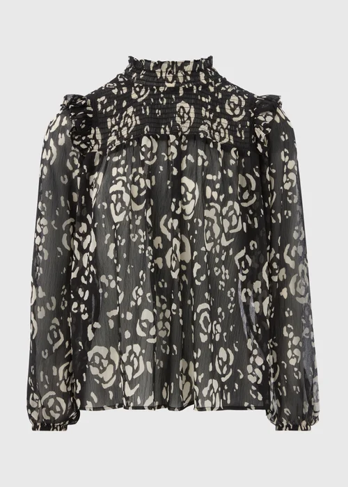 Black High Neck Floral Blouse - 8 Image 4