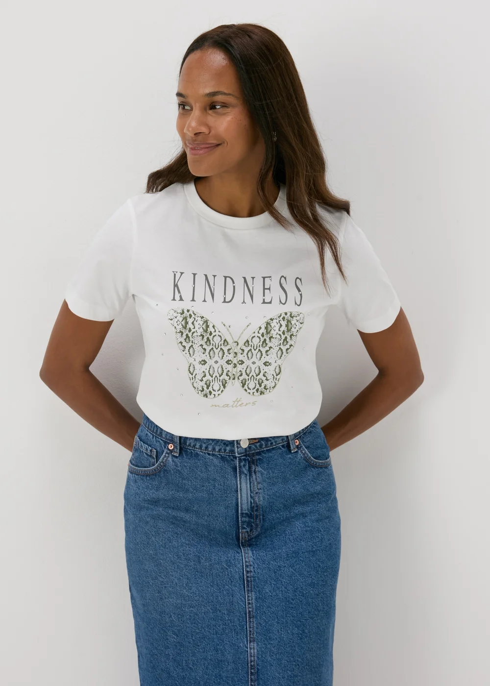 Cream Butterfly Graphic T-Shirt - 8 Image 1