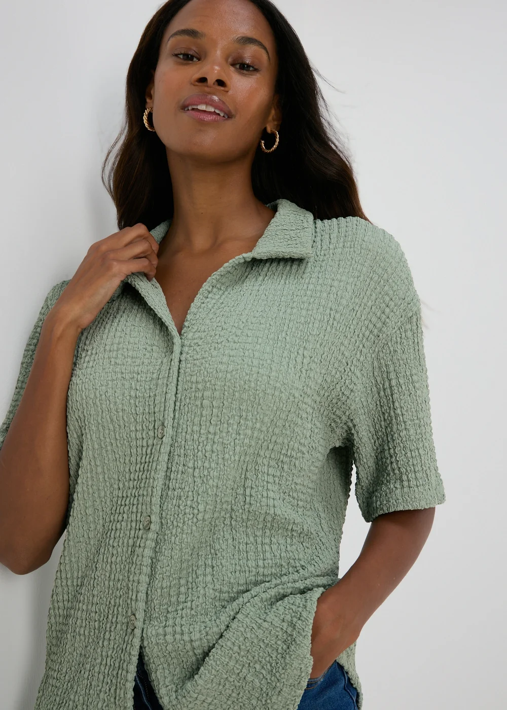 Green Textured Shirt - S Image 1