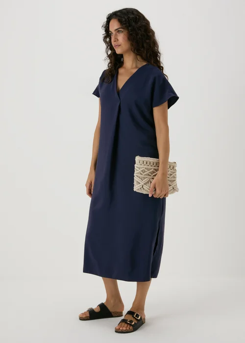 Navy V-Neck Kaftan Dress - 8 Image 1