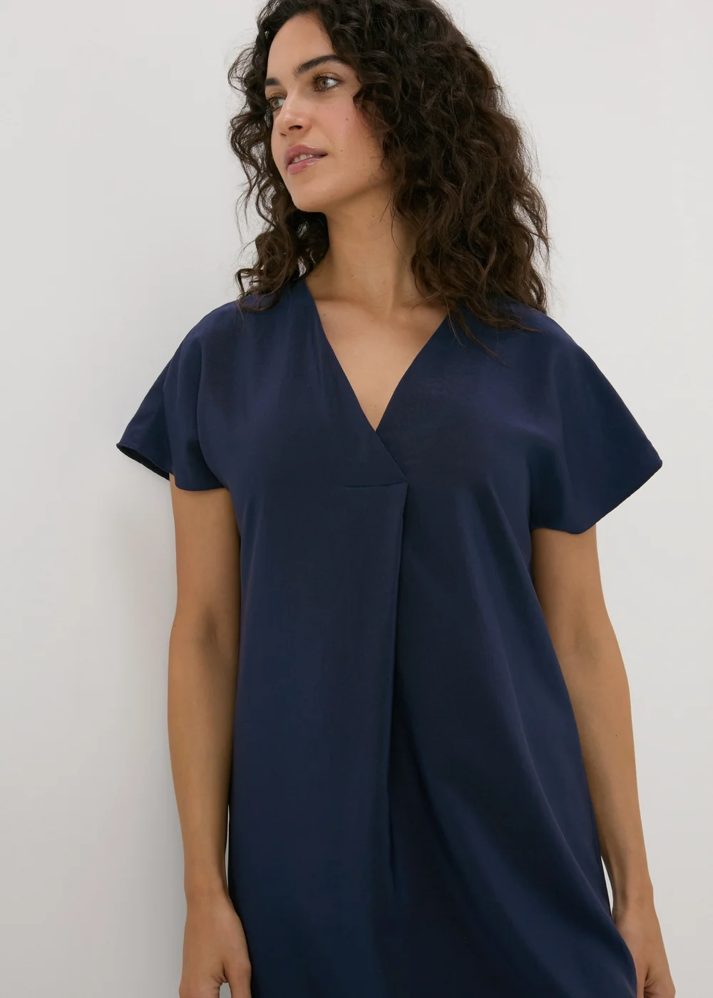 Navy V-Neck Kaftan Dress - 8 Image 3