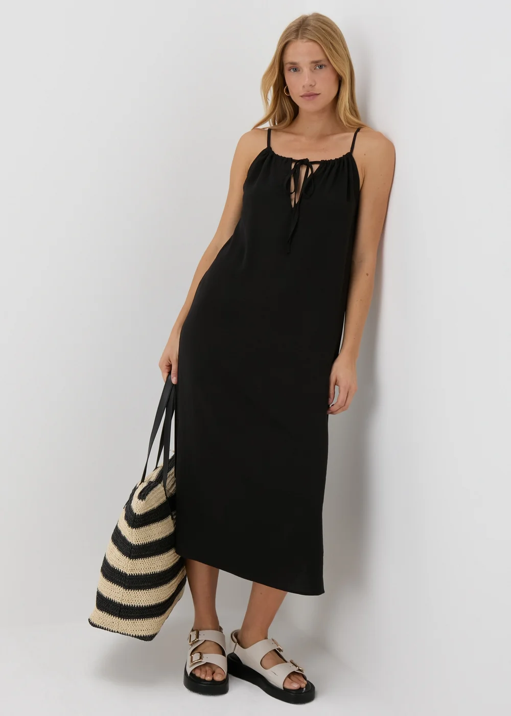 Black Neck Tie Shift Dress - 8 Image 1