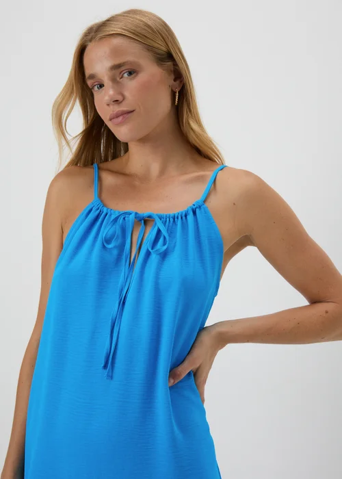 Blue Neck Tie Shift Dress - 8 Image 3