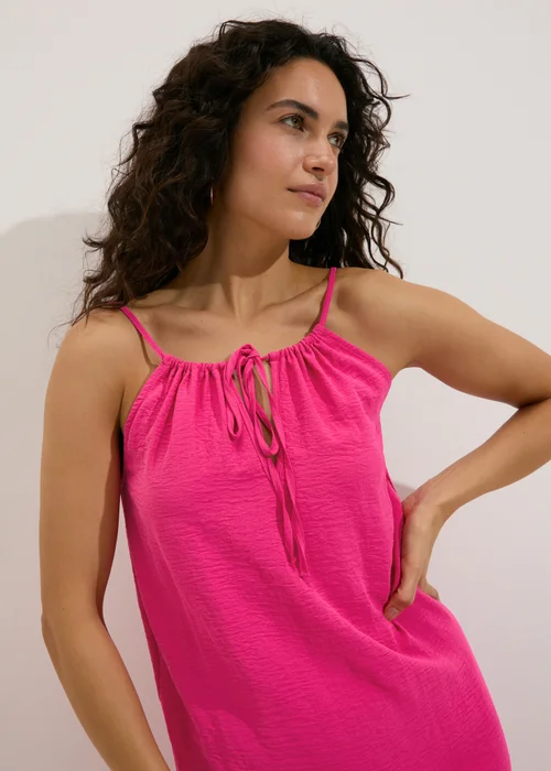 Pink Neck Tie Shift Dress - 8 Image 3