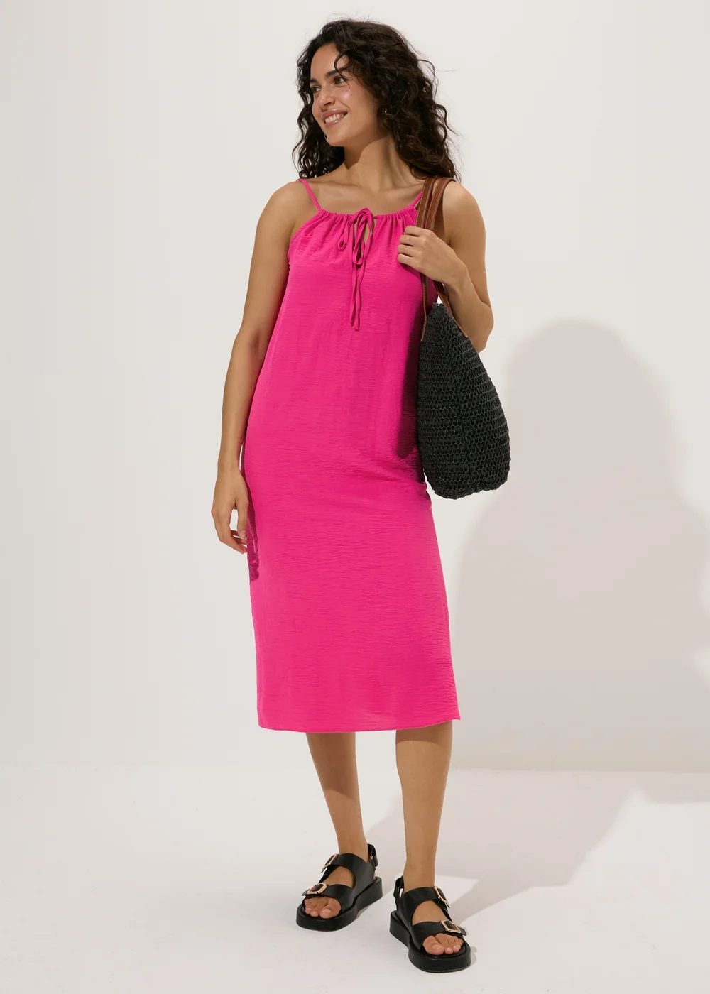 Pink Neck Tie Shift Dress - 8 Image 4