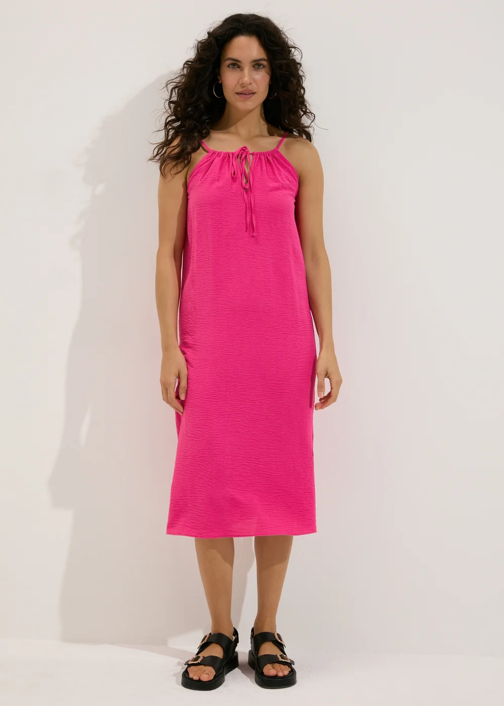 Pink Neck Tie Shift Dress - 8 Image 1