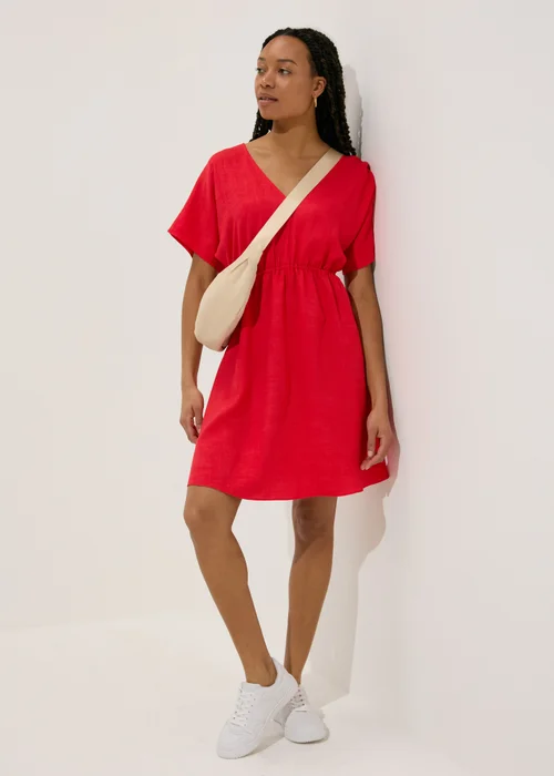 Coral Linen Tie Back Mini Dress - 8 Image 4