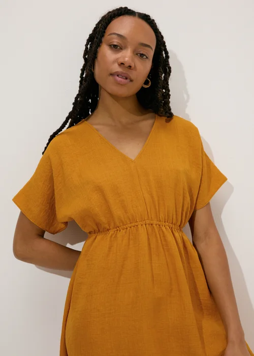 Yellow Linen Tie Back Mini Dress - 8 Image 3