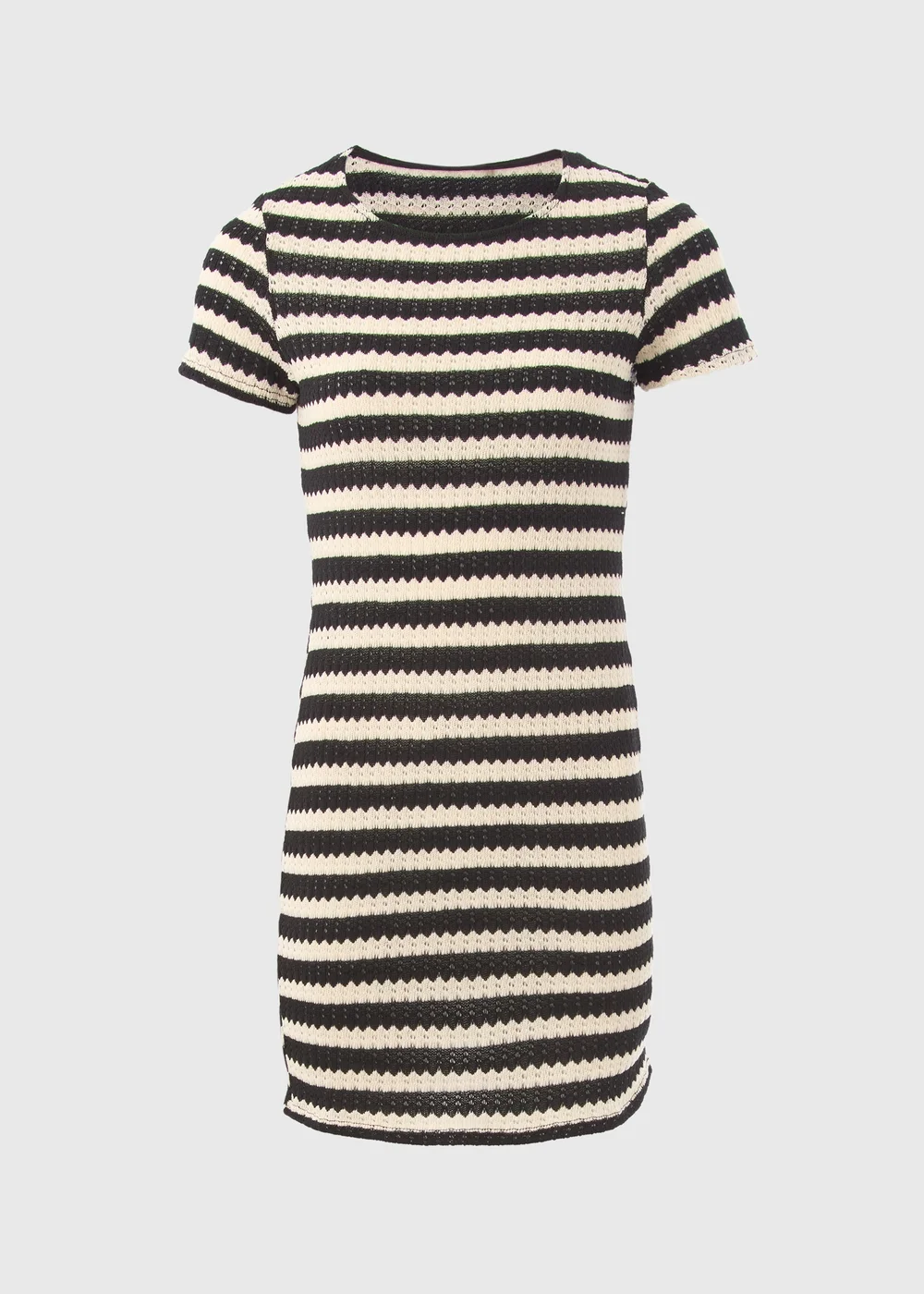 Black Stripe Knit T-Shirt Dress - 8 Image 5