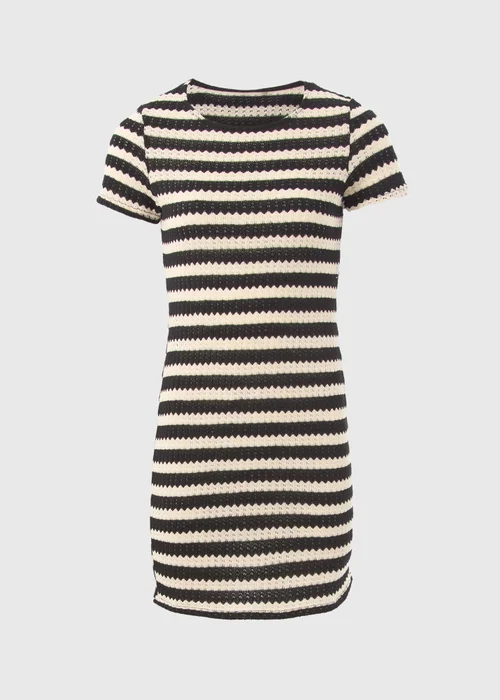 Black Stripe Knit T-Shirt Dress - 8 Image 5
