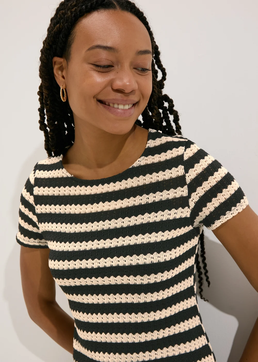 Black Stripe Knit T-Shirt Dress - 8 Image 3
