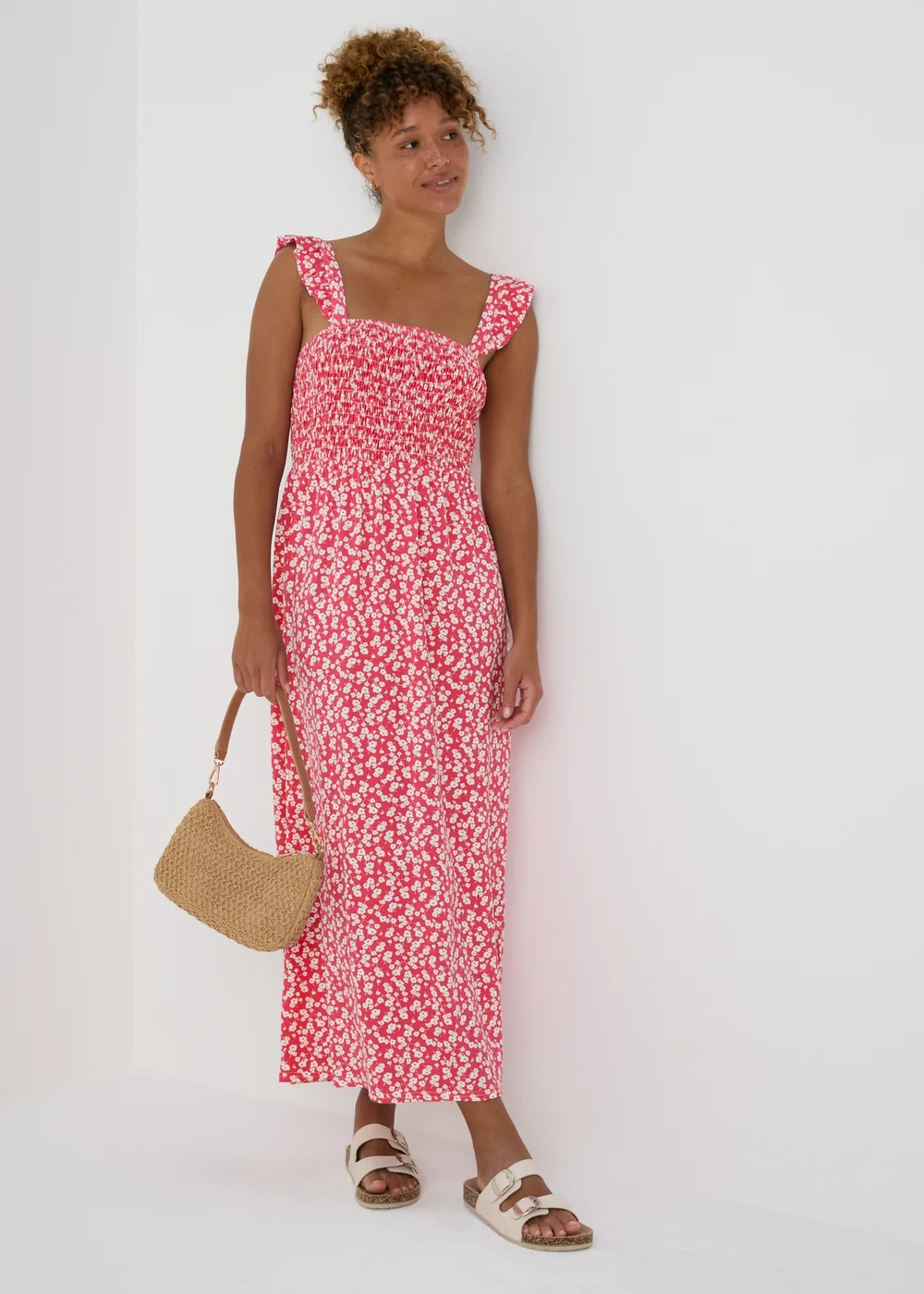 Pink Floral Cami Maxi Dress - 8 Image 1