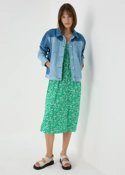 Green Ruffle Strap Shirred Dress - 8 Image 4