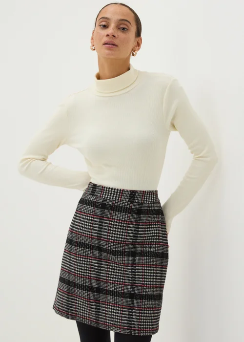 Burgundy Check A-Line Skirt - 8 Image 1