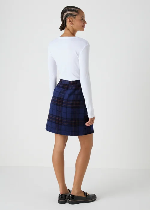 Navy Check A Line Skirt - 8 Image 2