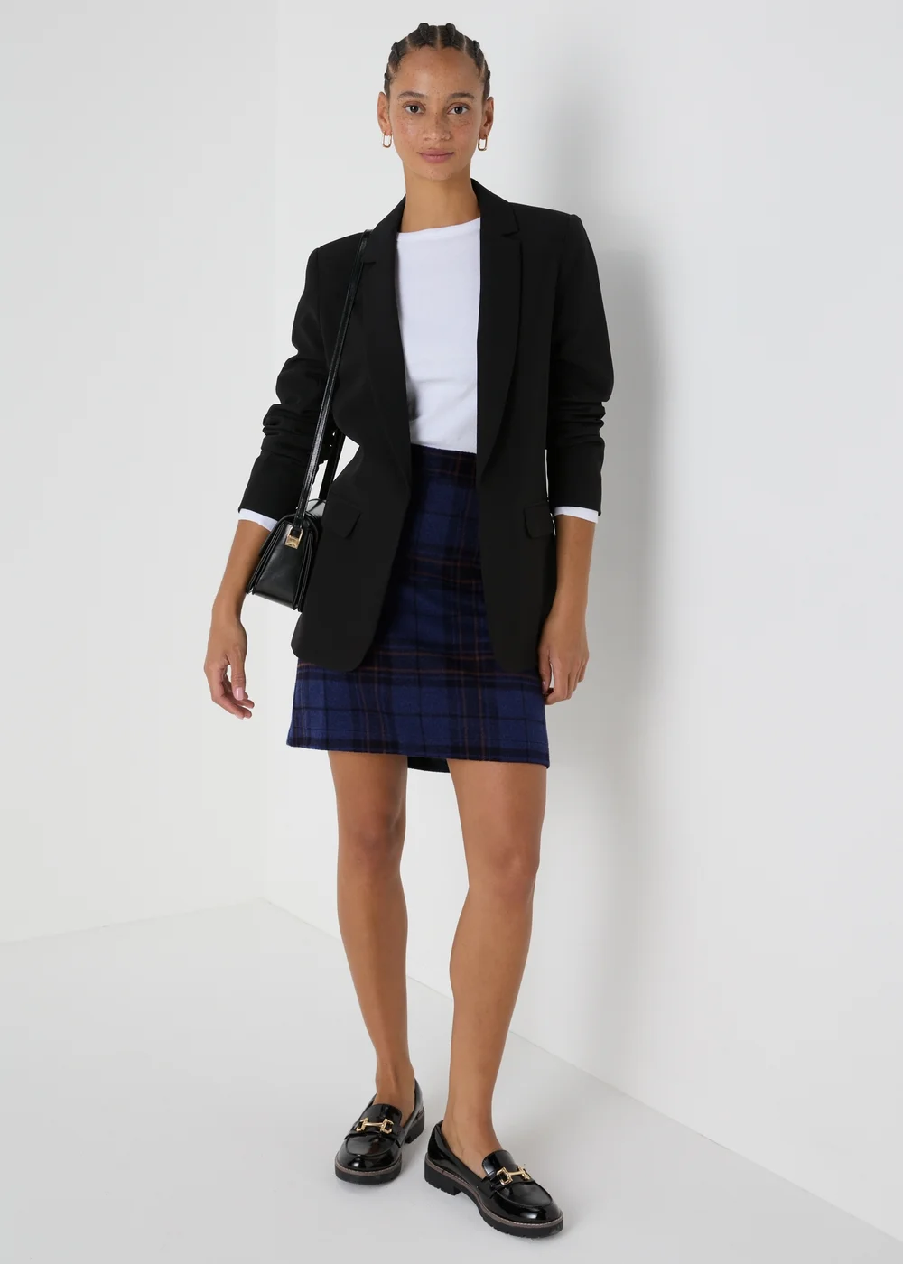 Navy Check A Line Skirt - 8 Image 1