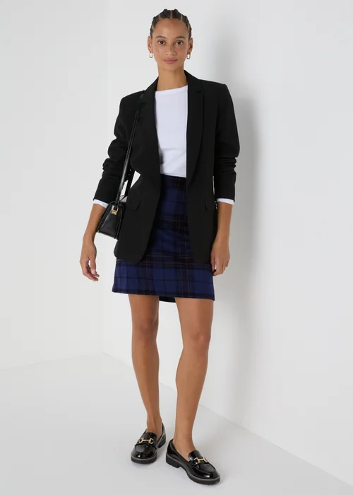 Navy Check A Line Skirt - 8 Image 1