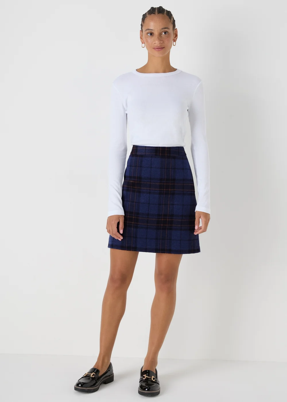 Navy Check A Line Skirt - 8 Image 3