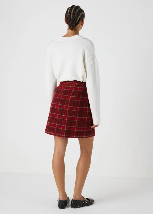 Red Check A Line Skirt - 8 Image 2