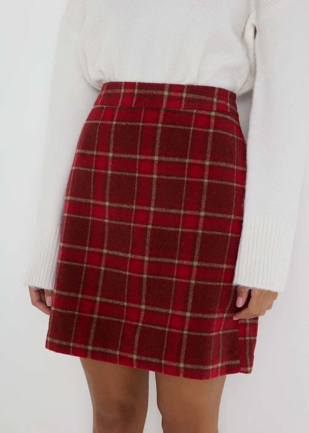 Red Check A Line Skirt - 8 Image 3
