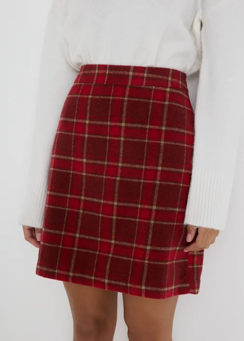 Red Check A Line Skirt - 8 Image 3
