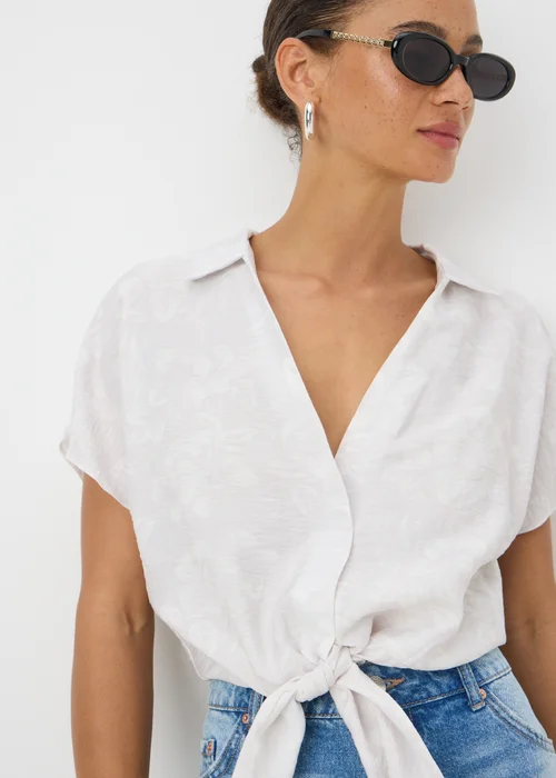 Grey Tie Waist Shirt - 8 Image 2