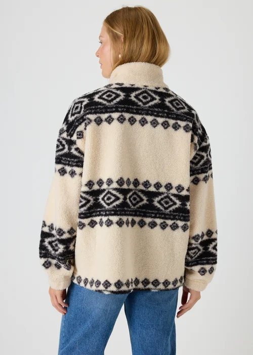 Papaya Petite Black Aztec Borg Half Zip Jumper - S Image 2