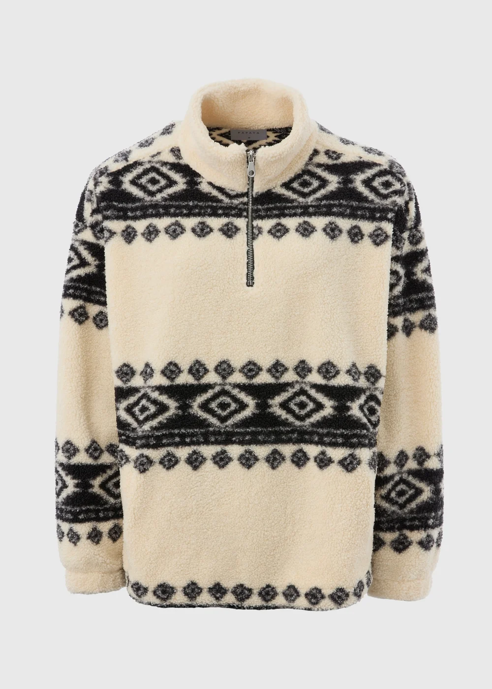 Papaya Petite Black Aztec Borg Half Zip Jumper - S Image 4