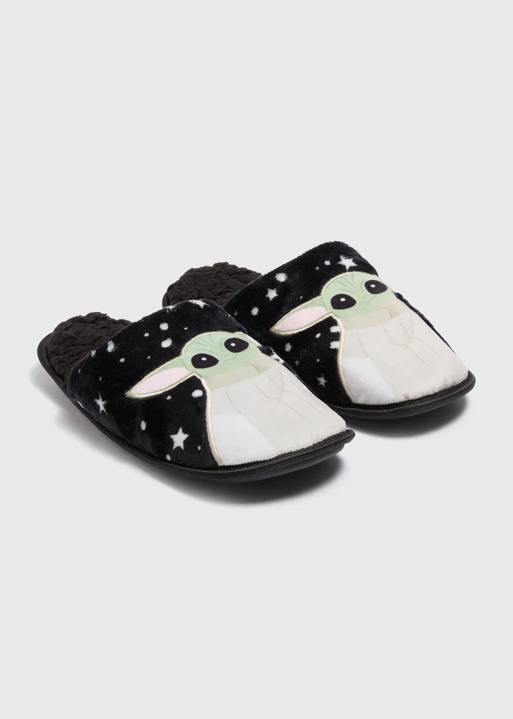Star Wars Black Baby Yoda Slippers - Size 7 - 8 Image 1