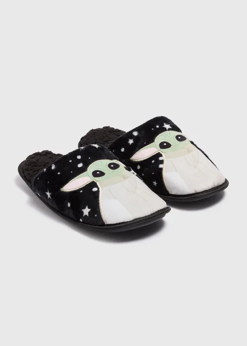 Star Wars Black Baby Yoda Slippers - Size 7 - 8 Image 1